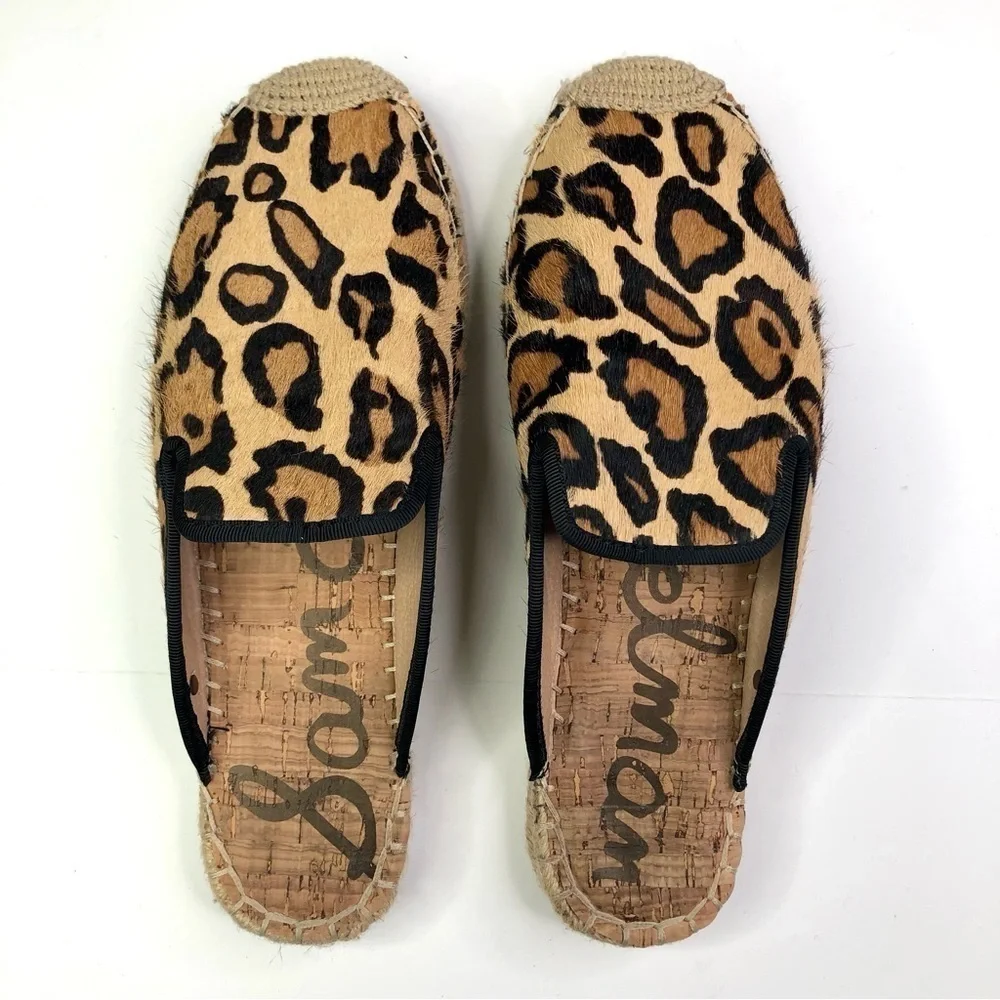 Sam Edelman Kerry calf hair mule espadrilles leopard print 8.5